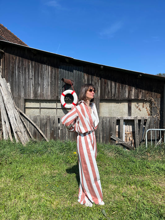Pantalon rayé avec pli